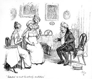 &39;Protestado ele deve estar totalmente enganado&39;, ilustração para &39;Orgulho e Preconceito&39; de Jane Austen, edição publicada em 1894 de Hugh Thomson